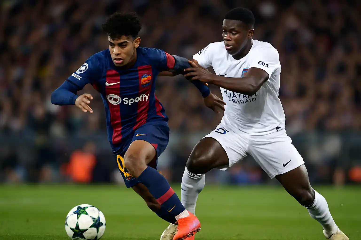 Yamal "cố gắng" vượt qua nhưng lại bất lực trước Mendes.